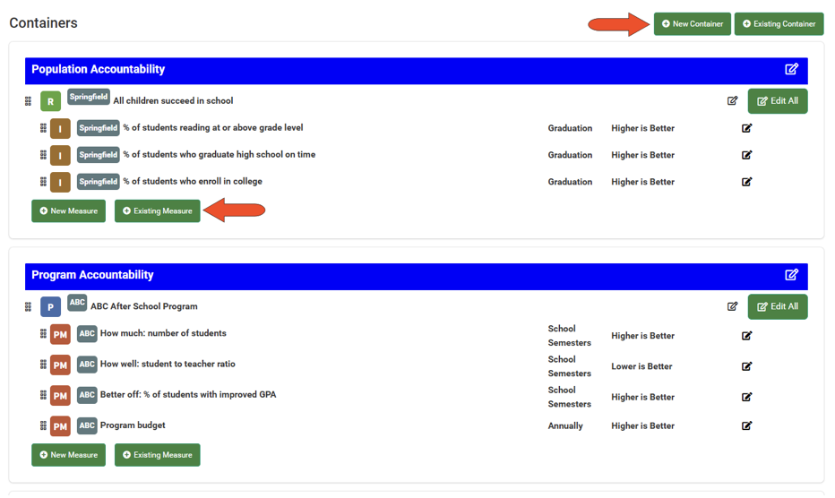 Score Container Editing a Scorecard or Container