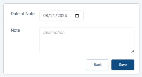Standard Note form with Date and Note paragraph field