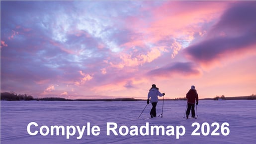 Compyle Roadmap 2026 - Cross Country Skiers at Sunset